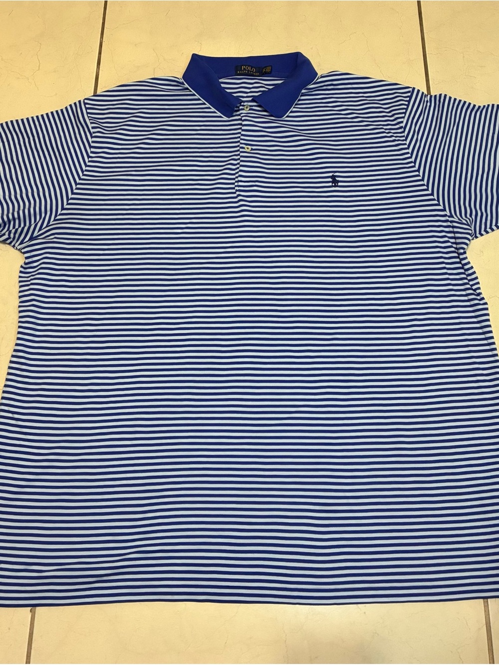 Polo Ralph Lauren Shirt Men's XXXL 3XLStriped Polo Blue Casual Pony Short Sleeve